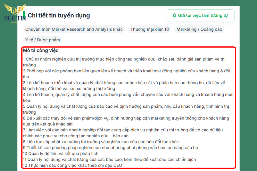 JD cần nêu rõ mô tả công việc, các nhiệm vụ cần làm